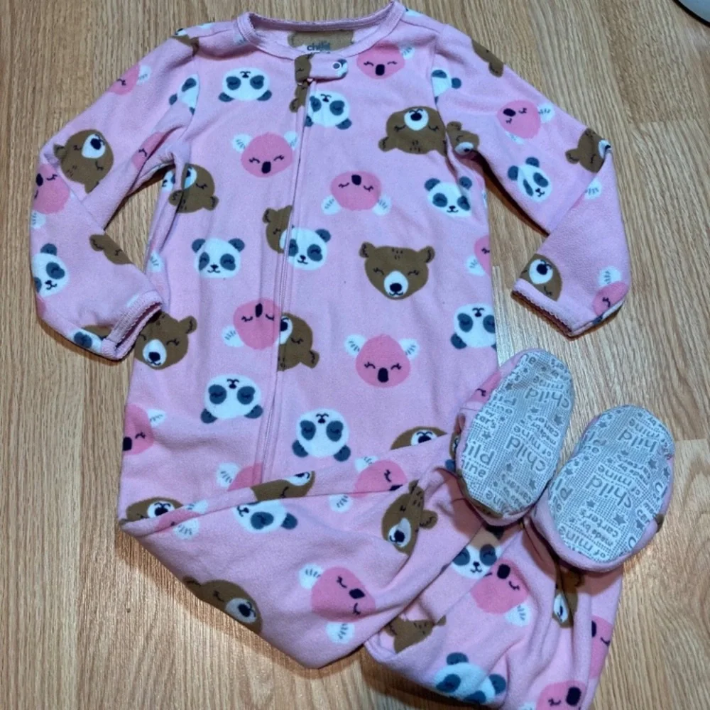 Child of Mine Carter's Pink Bear‎ Panda Koala Fleece Footed Pajamas